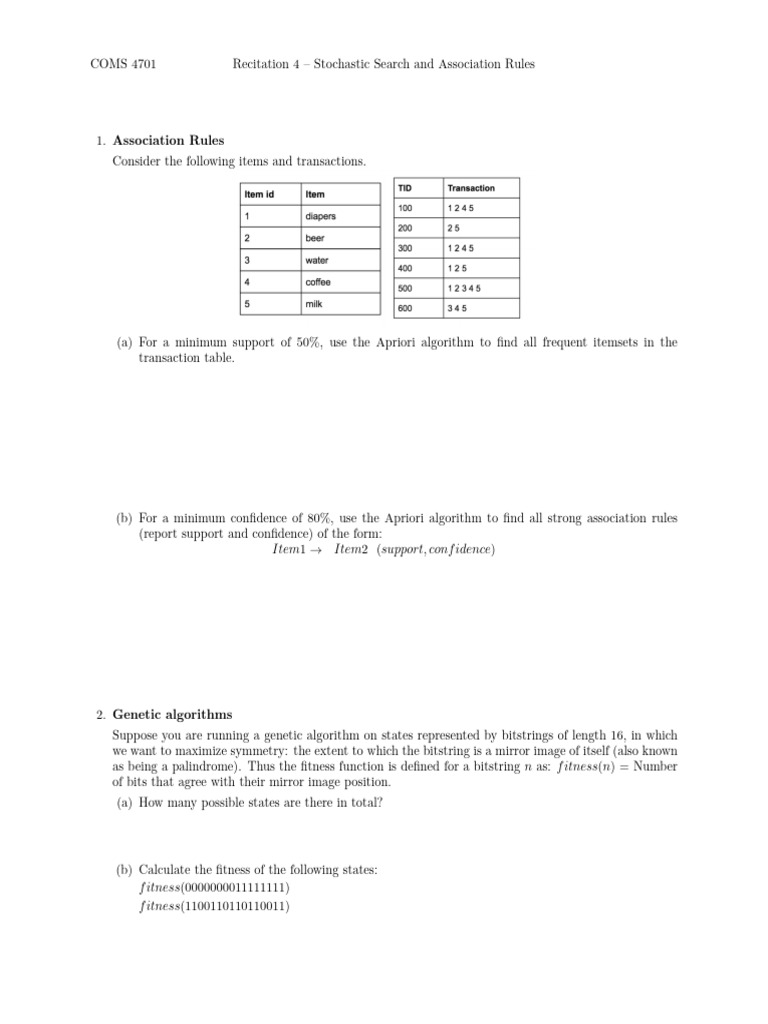 Recitation4 Stochastic Association Rules | PDF | Algorithms | Applied ...