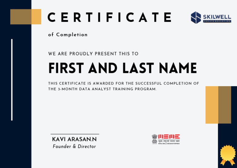 Data Analyst Training Certificate | PDF