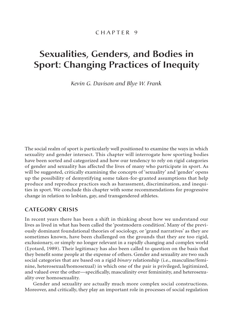 Sexualities Genders and Bodies in Sport | PDF | Gender | Gender Studies