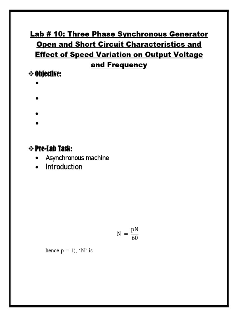 Three Phase Synchronous Generator Lab | PDF | Electrical Components ...