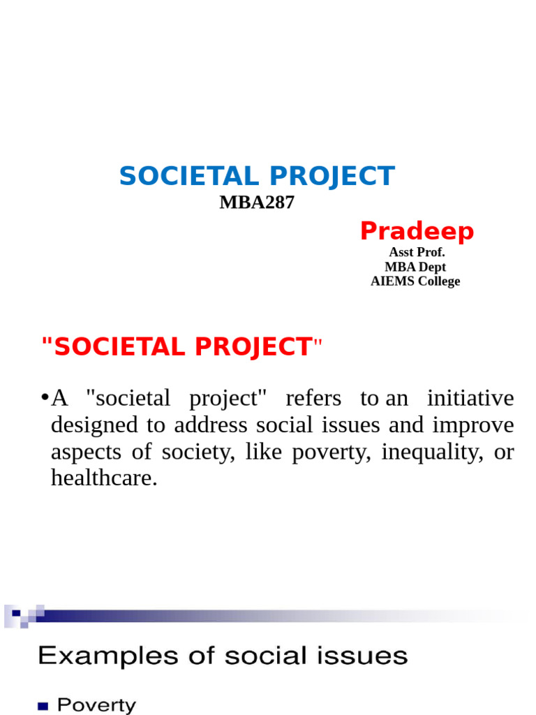 Societal Project Guidelines for MBA Students | PDF | Literacy | Poverty