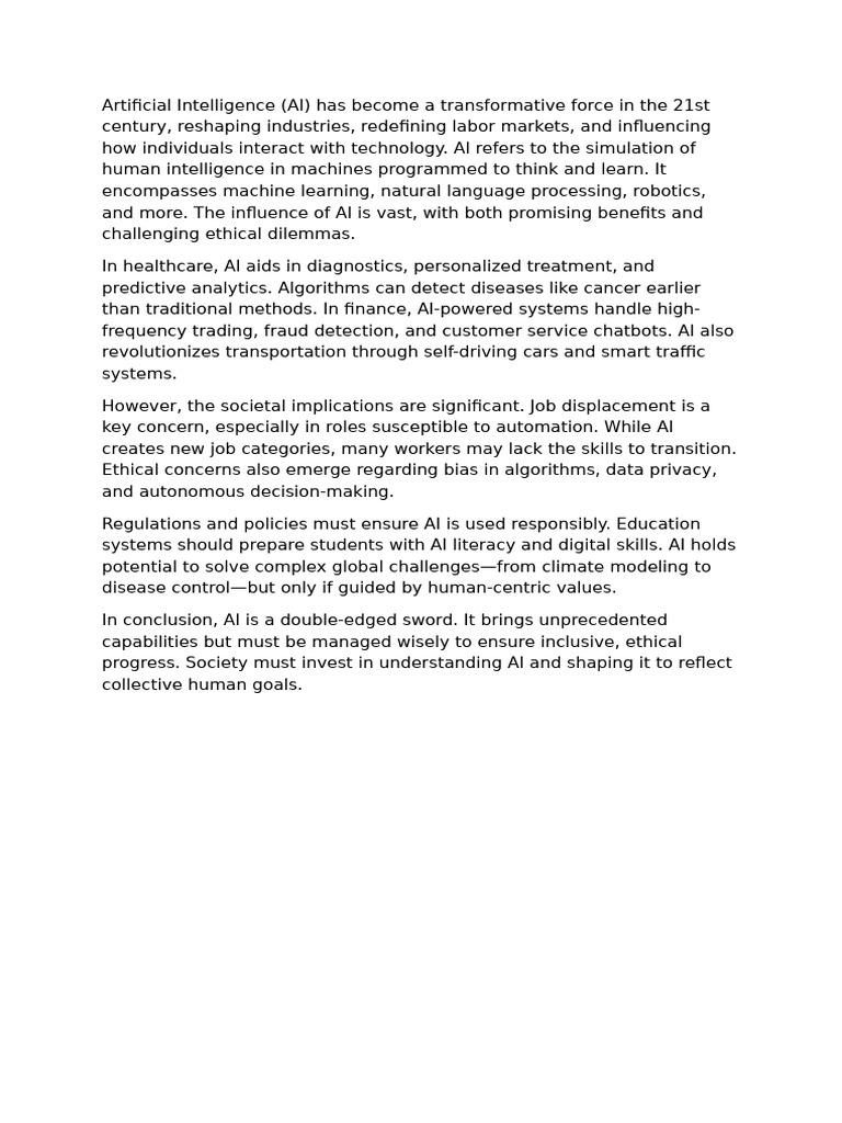 AI's Impact on Society and Ethics | PDF