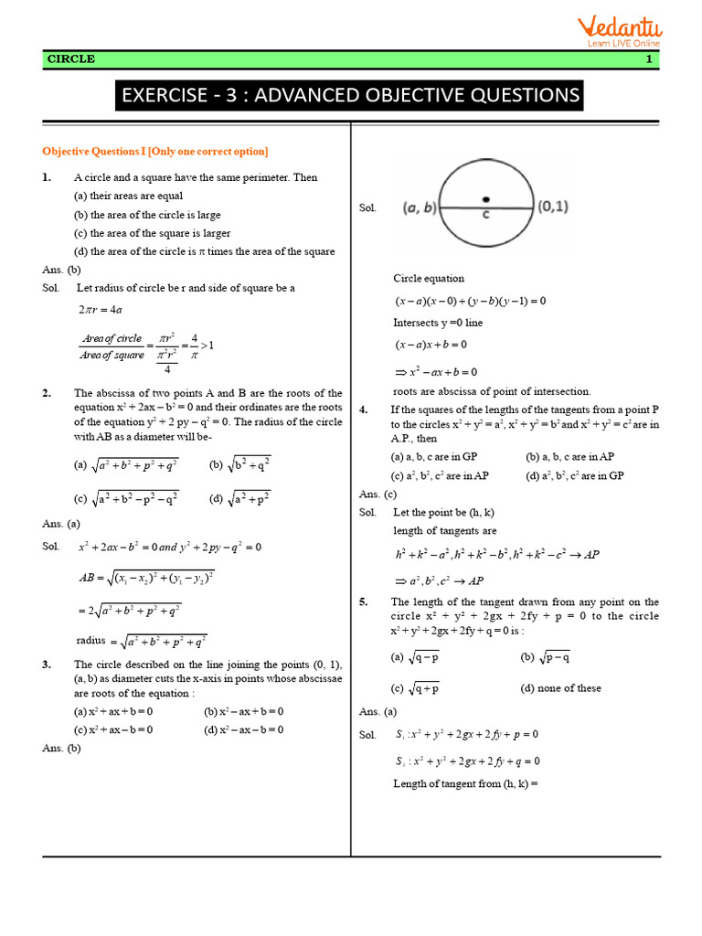 Advanced Circle Geometry Questions | PDF | Circle | Area