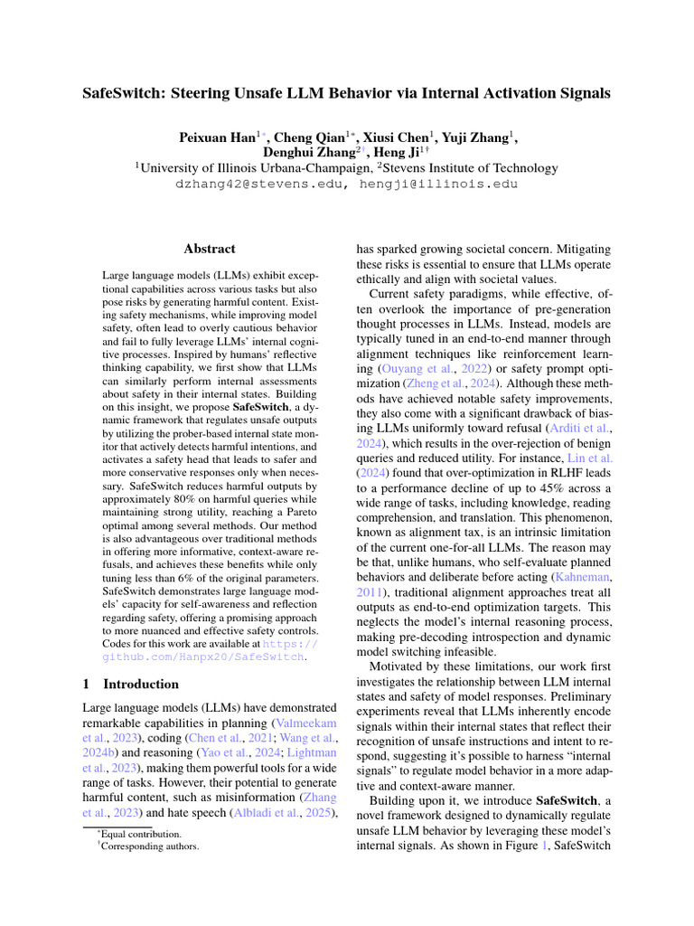 SafeSwitch: Enhancing LLM Safety | PDF | Cognition | Cognitive Science