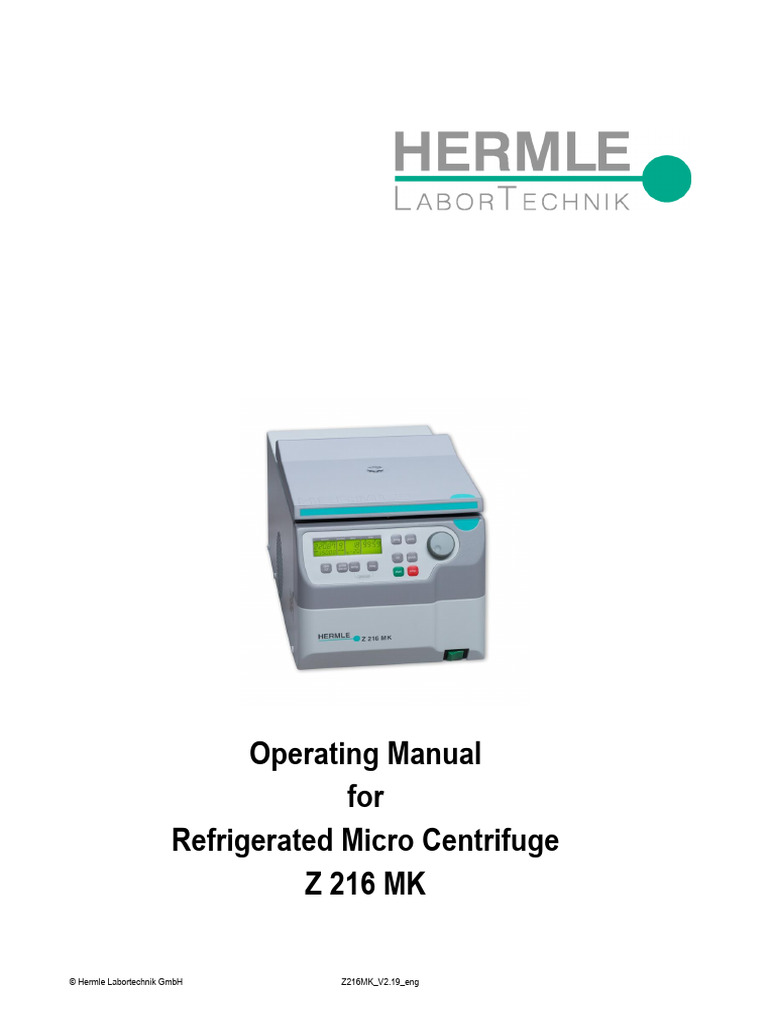 Microentrifuga Refrigerada Hermle Labnet Z216 MK | PDF | Centrifuge ...