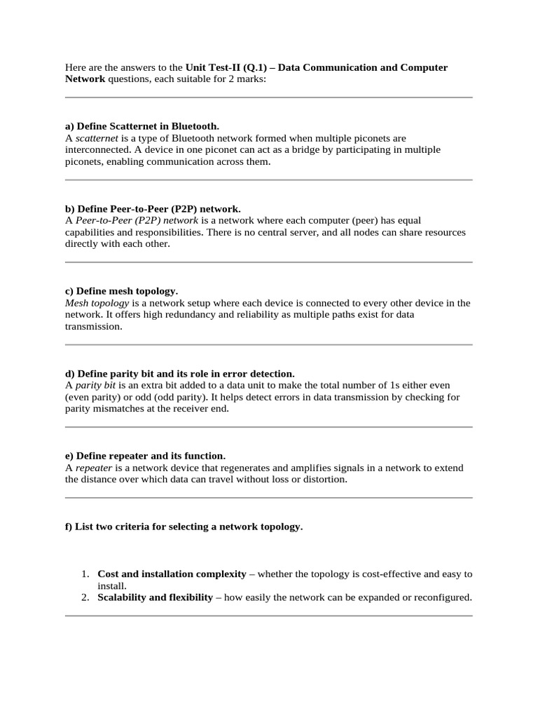 Here Are The Answers To The Unit Test | PDF | Network Topology ...