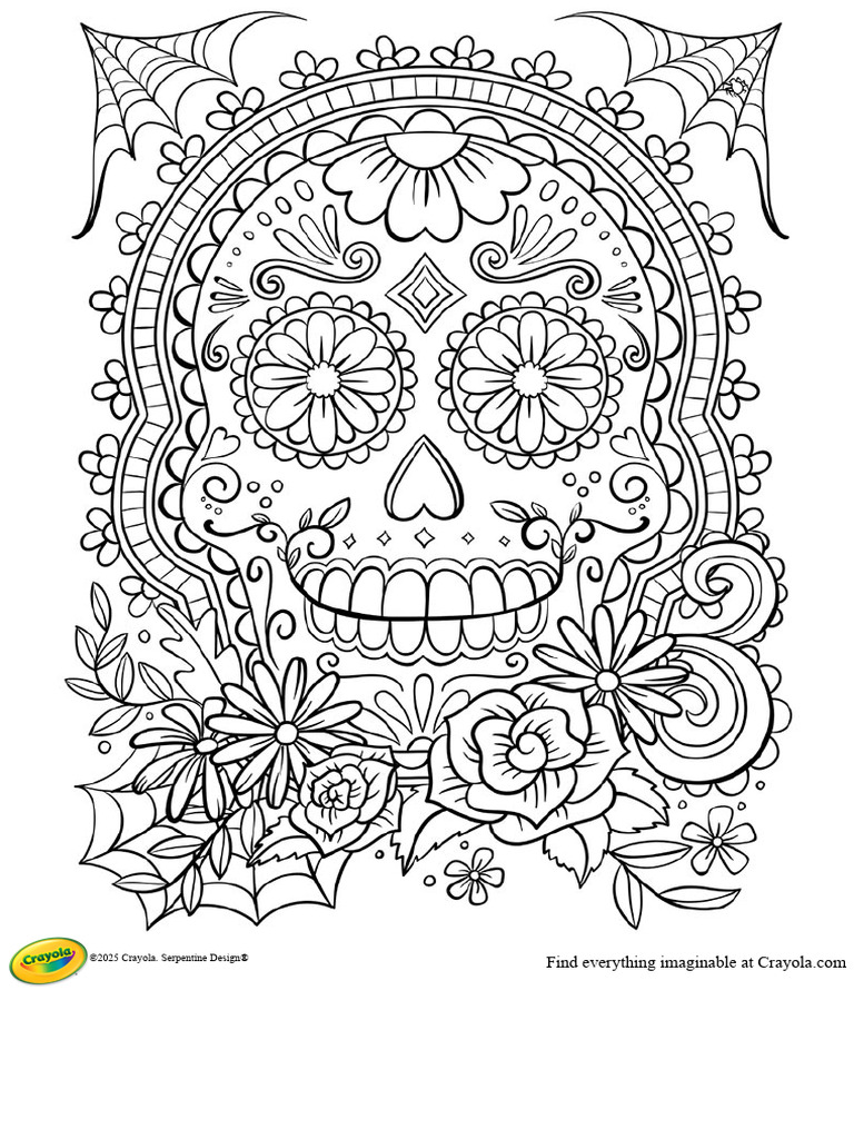 Sugar Skull Free Coloring Page _ PDF