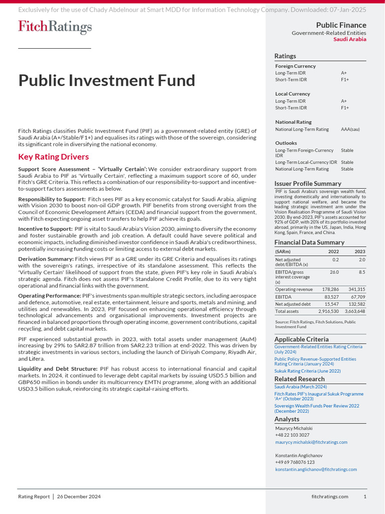 PIF Rating Report - December 2024 | PDF | Debt | Equity (Finance)