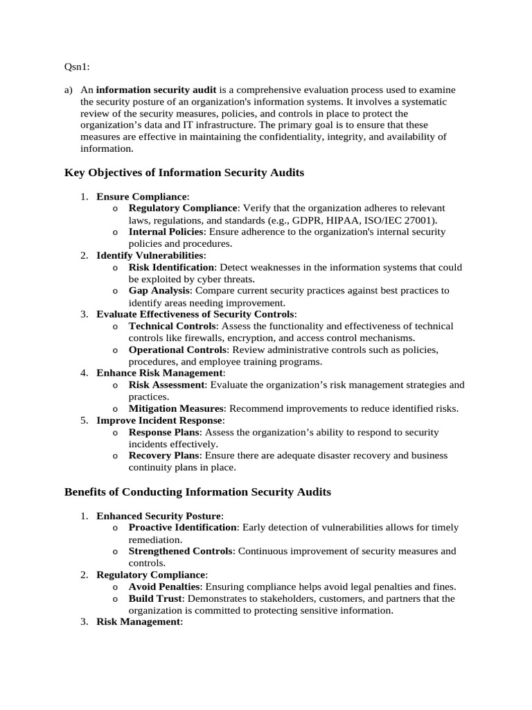 Information Security Audit Overview | PDF | Information Security ...