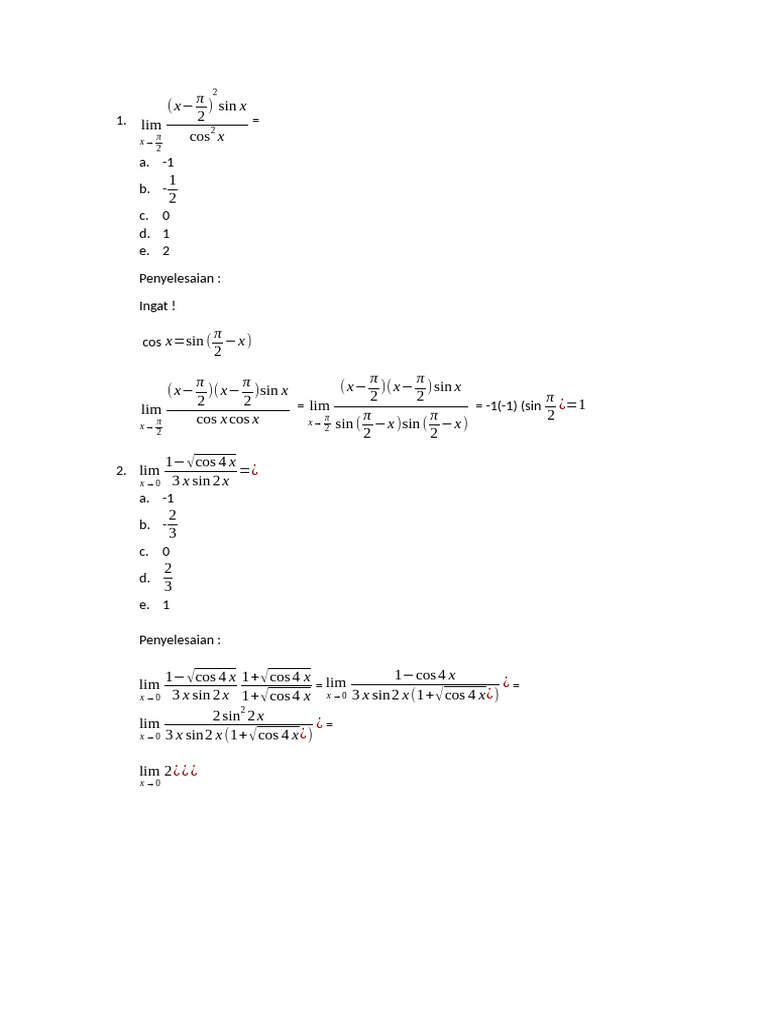 Limit Calculations and Solutions | PDF