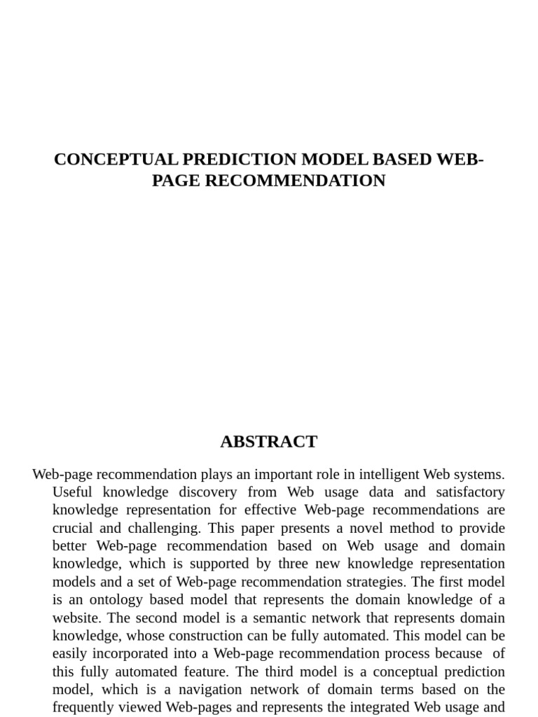 Web-Page Recommendation Model Insights | PDF | Knowledge Representation ...