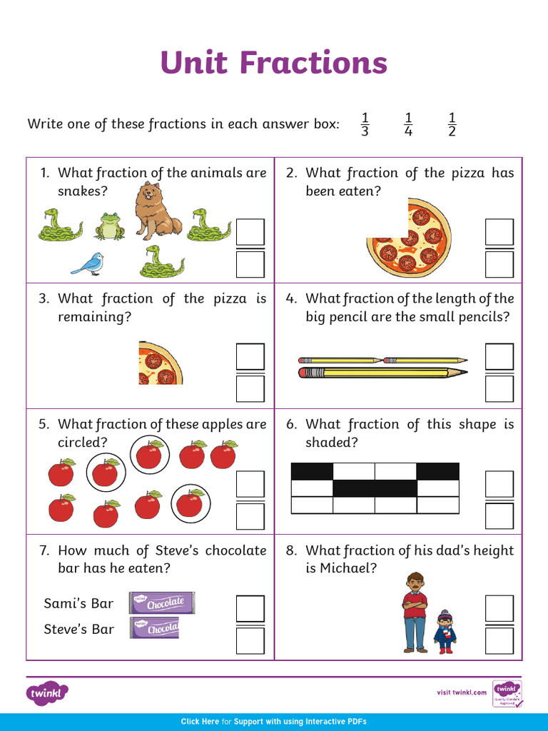 Understanding Unit Fractions Activities | PDF
