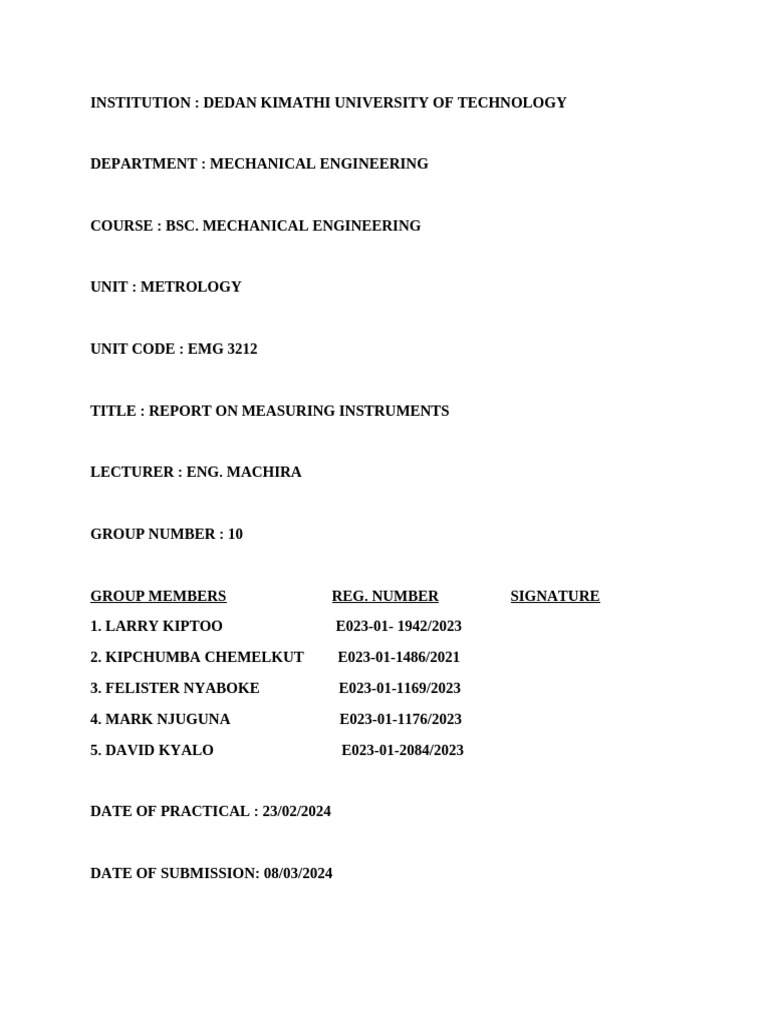 Measuring Instruments Report EMG 3212 | PDF