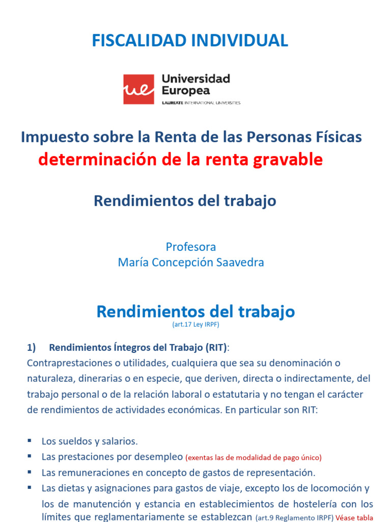 Rendimientos del Trabajo en el IRPF | PDF | Pensión | Jubilación