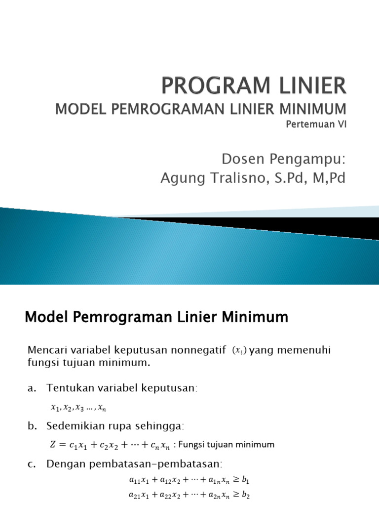 Model Pemrograman Linier Minimum | PDF