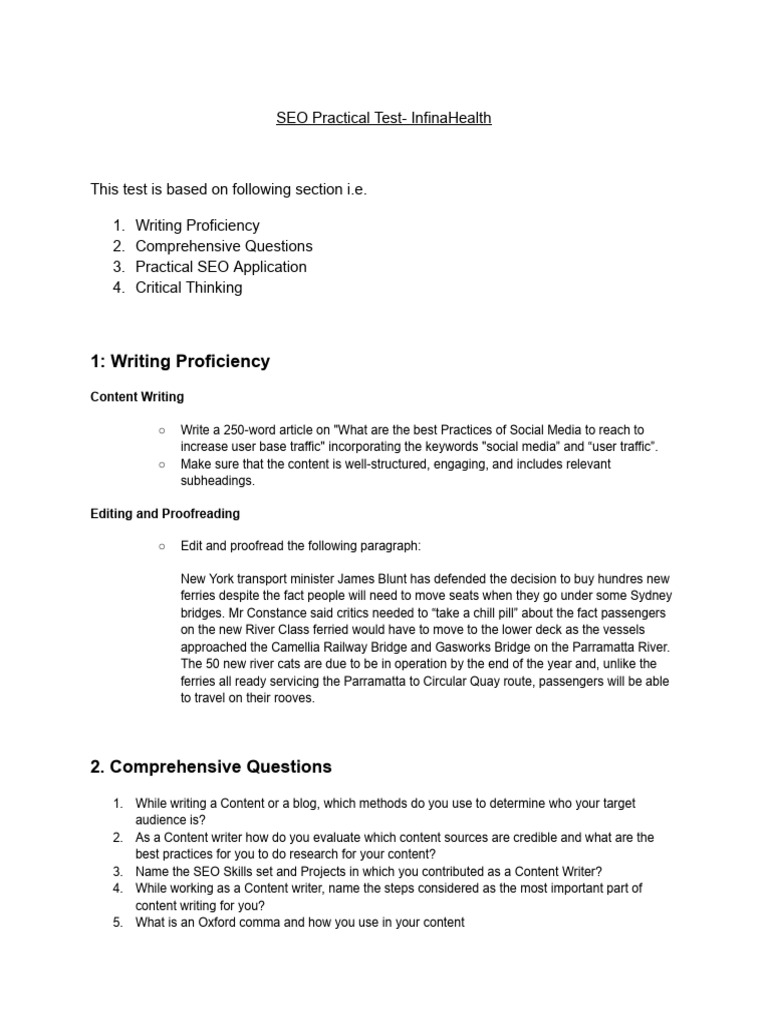 Written Test - Content Writer | PDF | Emergency Medical Services ...