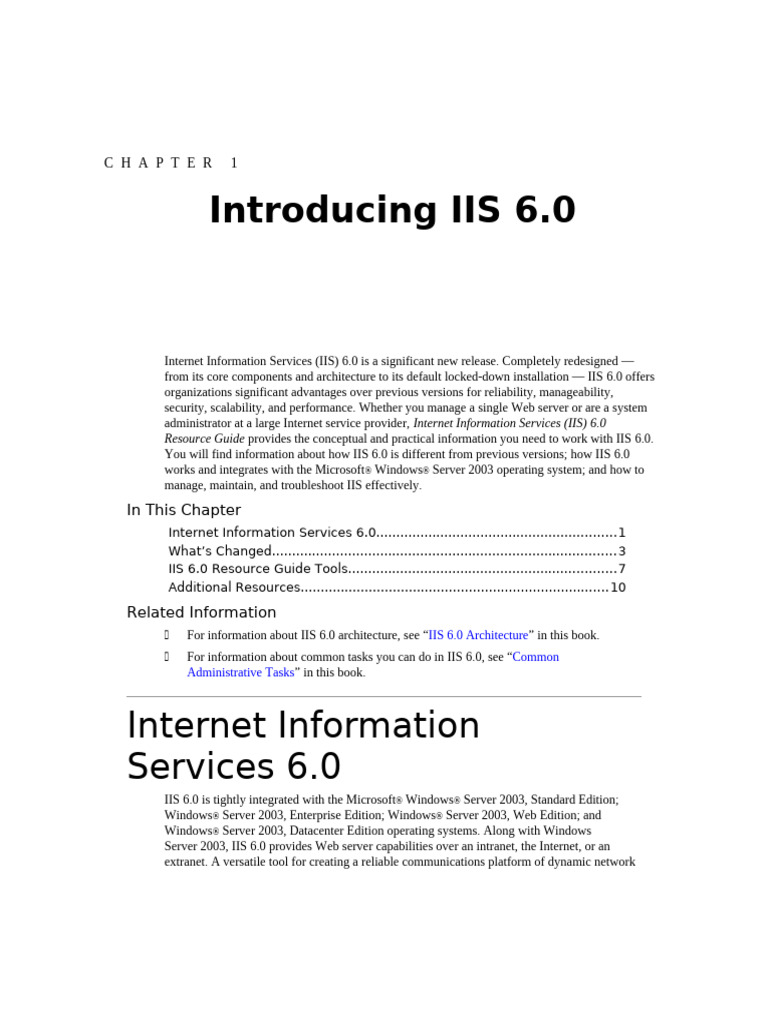 Introduction to IIS 6.0 Features | PDF | Internet Information Services ...