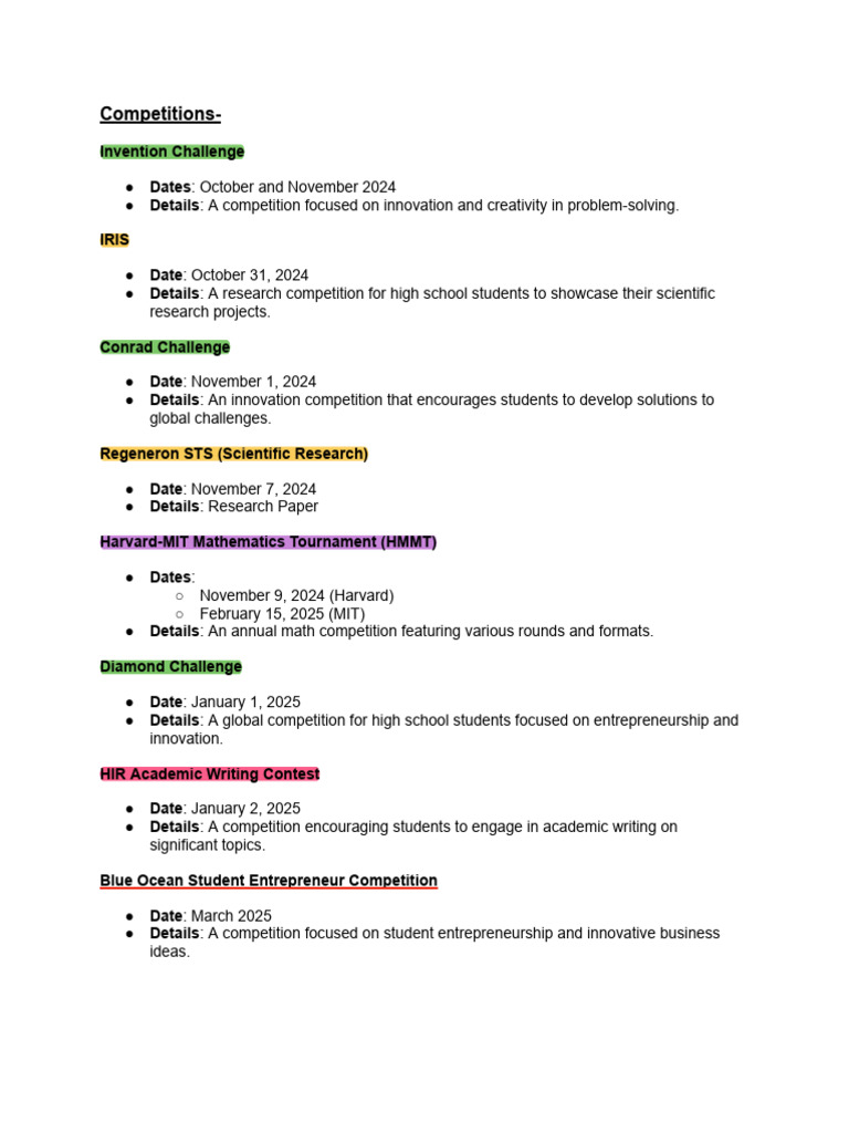 Competitions | PDF