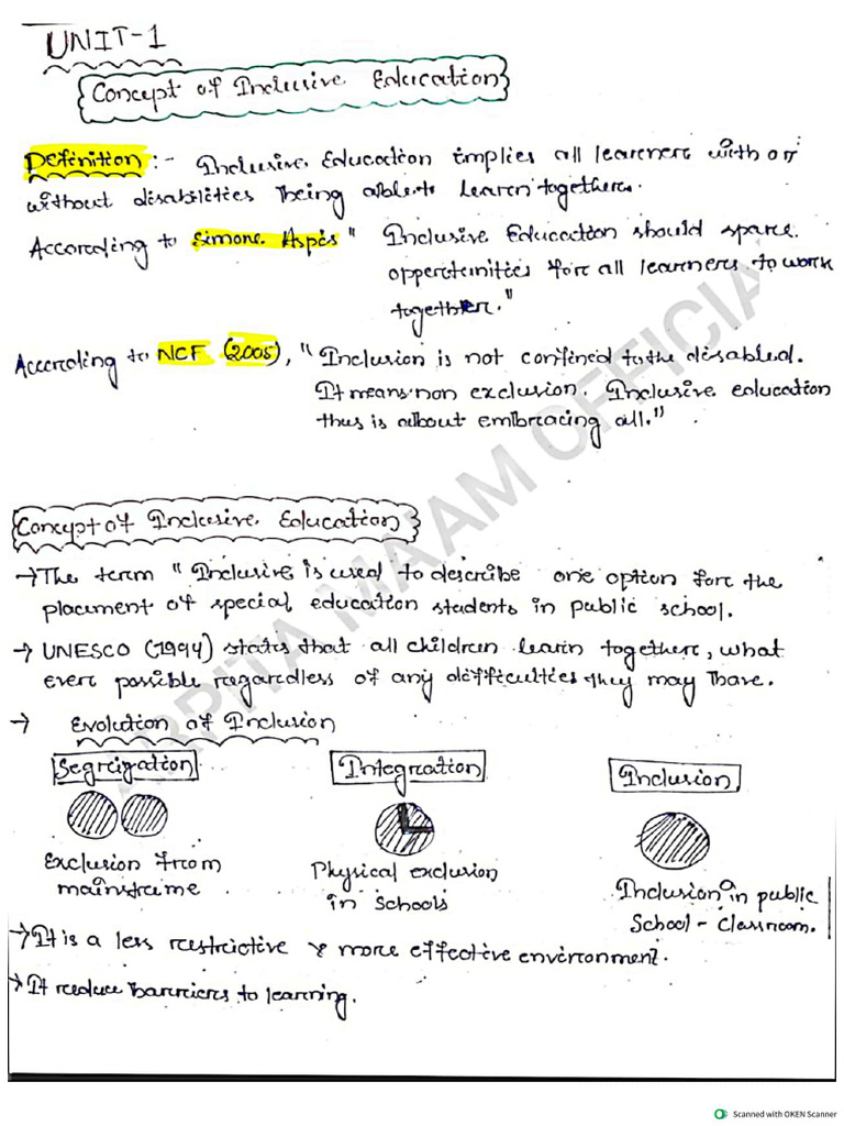 Inclusive Education Pedagogy Notes | PDF