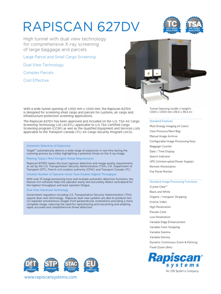 Rapiscan 627DV Cargo Screening System | PDF | X Ray | Transportation ...