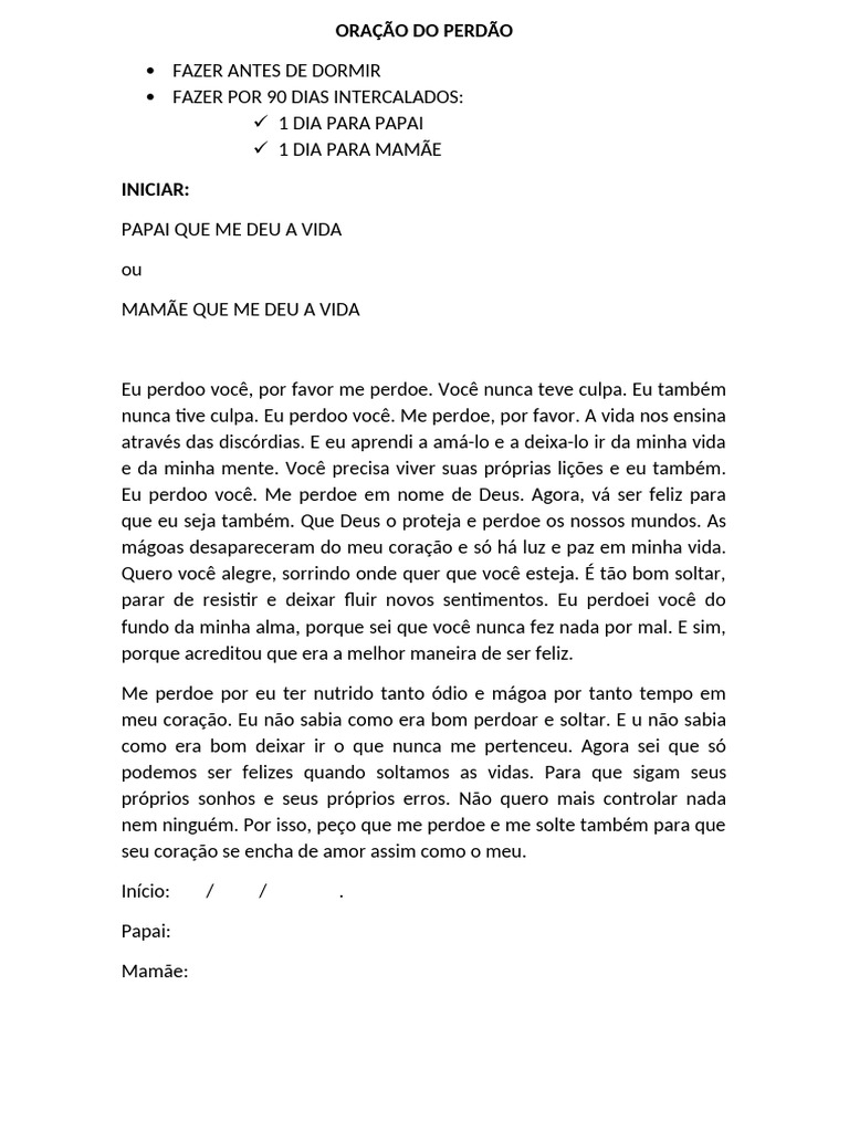 Oração do Perdão para Pais | PDF