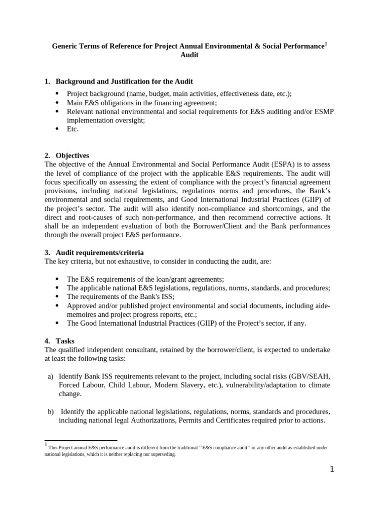 Annual Environmental & Social Audit Guide | PDF | Audit | Risk