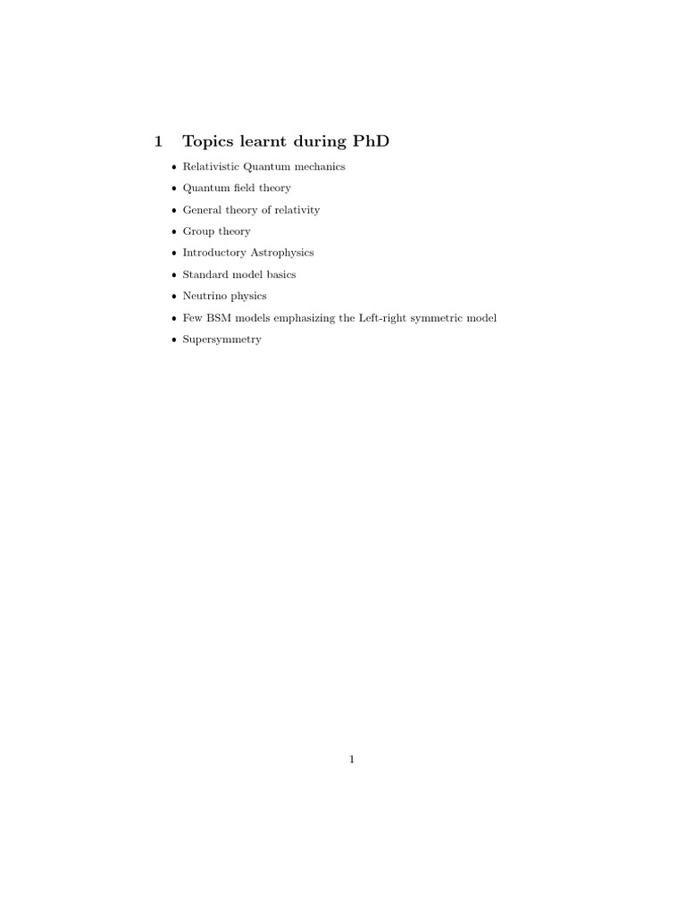 1 Topics Learnt During PHD | PDF