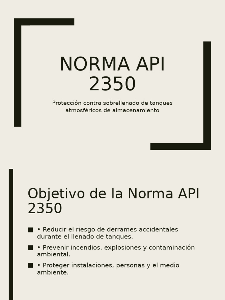 Norma API 2350: Protección contra sobrellenado | PDF