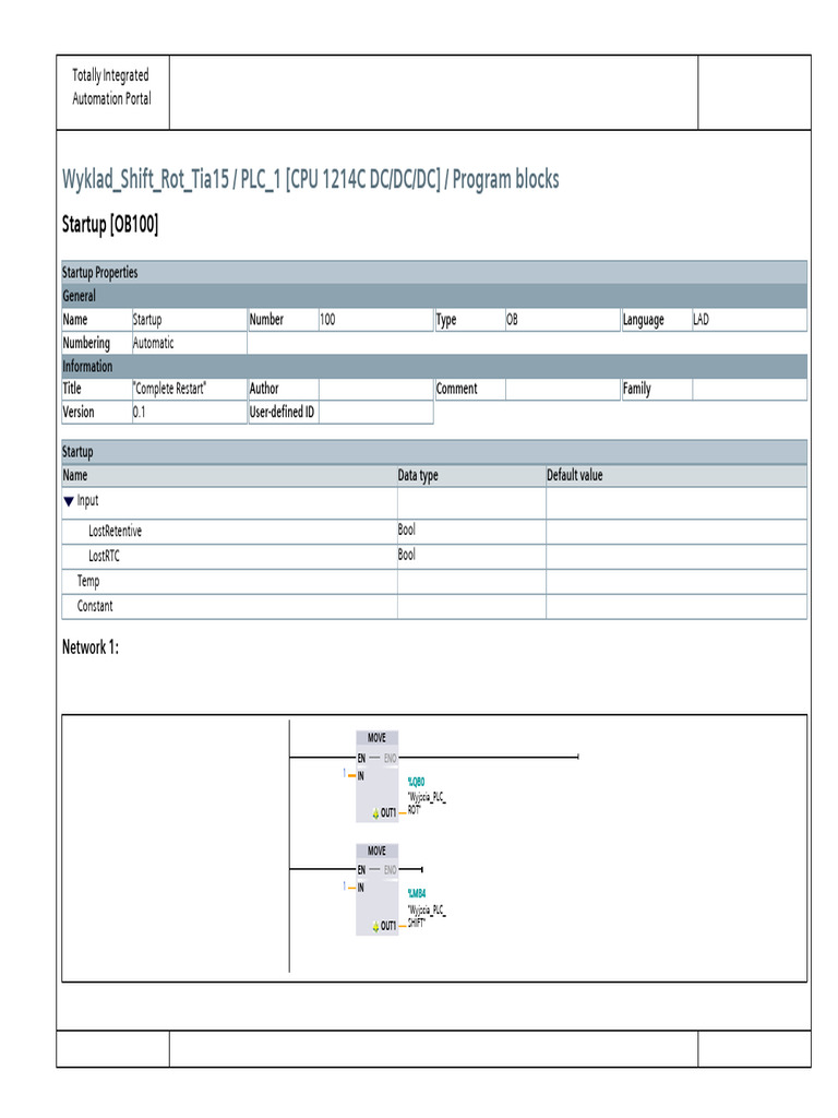 PLC Startup Program Blocks Overview | PDF