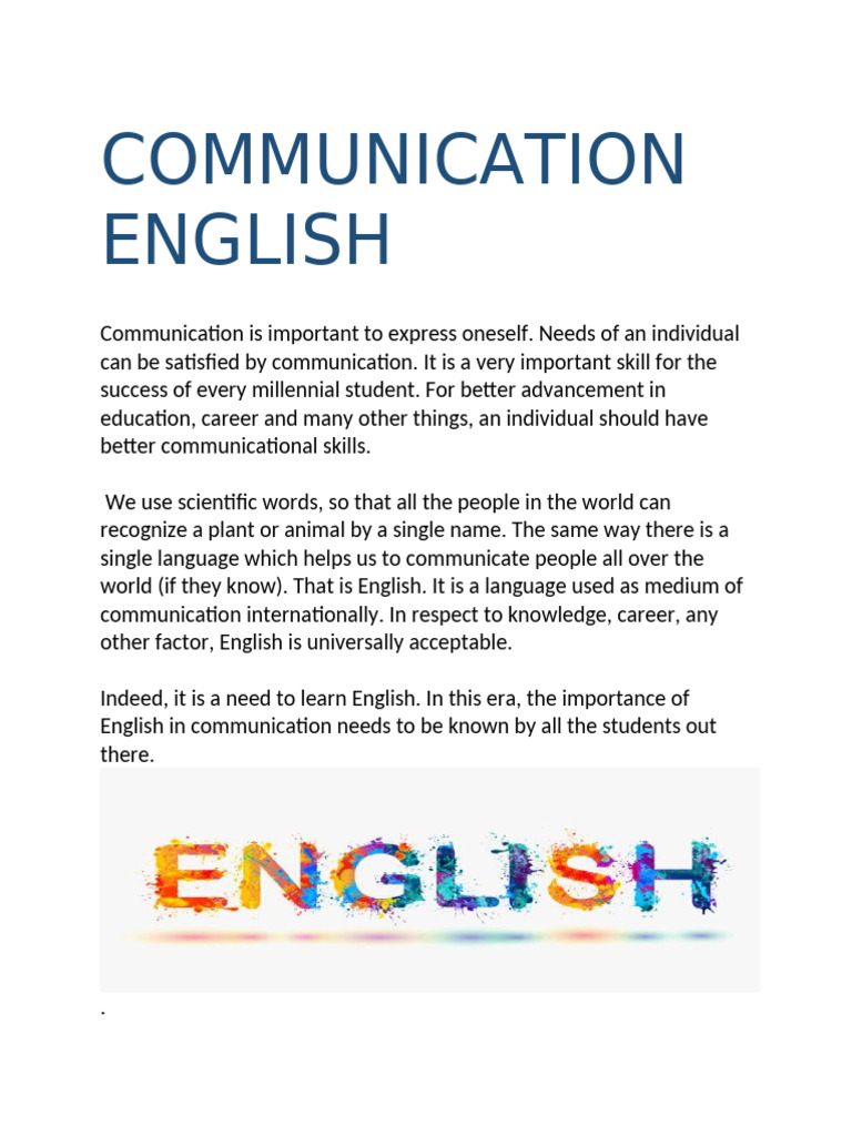Importance of English Communication Skills | PDF | English Language ...