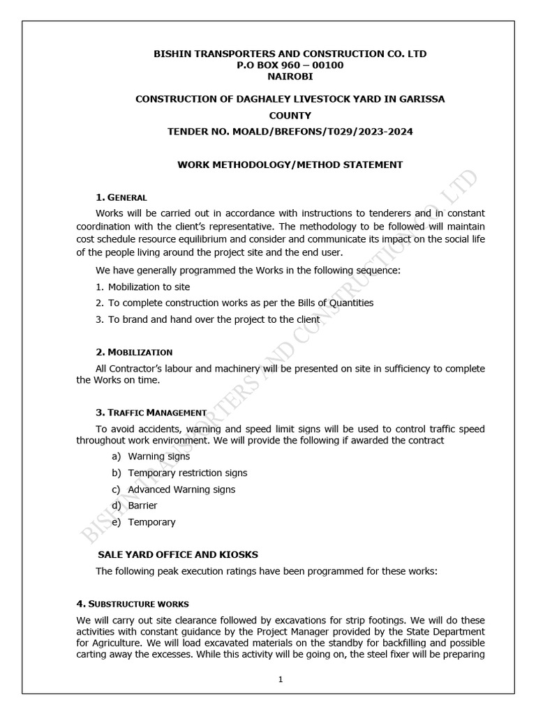 Dagahaley Livestock Yard Construction | PDF | Laboratories | Concrete
