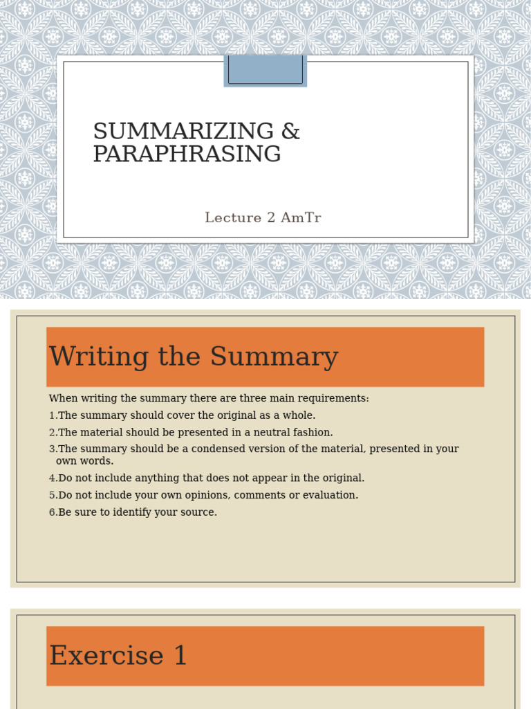 Effective Techniques for Summarizing and Paraphrasing | PDF | Patent ...