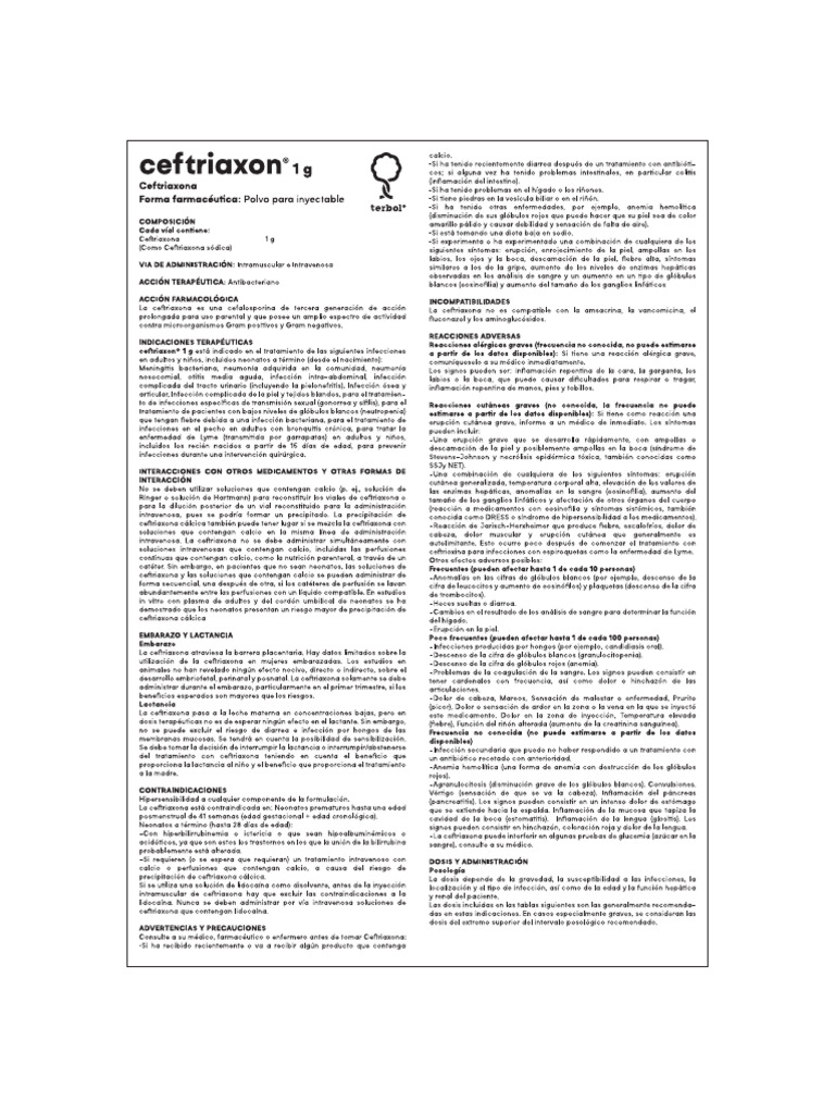 Ceftriaxon 1g Im IV (x25) | PDF