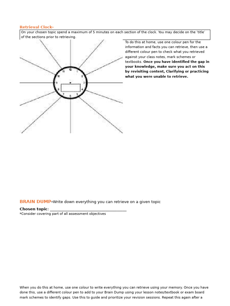 Retrieval Clock+ Brain Dump | PDF