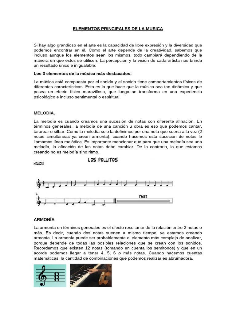 Elementos Clave de la Música | PDF | Ritmo | Escala (música)