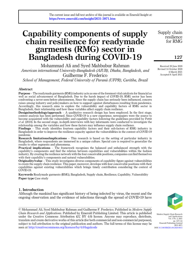 Capability Components of Supply Chain Resilience | PDF | Supply Chain ...