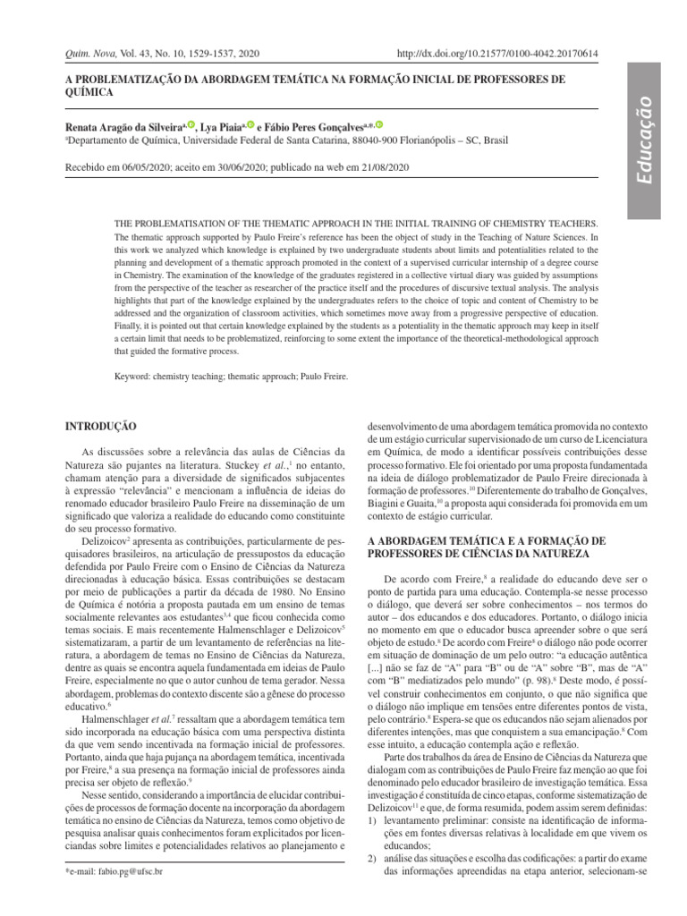Abordagem Temática na Formação de Professores | PDF | Pedagogia | Science