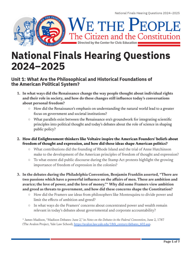 National Finals Hearing Questions 2024-2025 | PDF | Due Process Clause ...