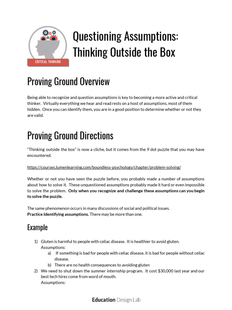Questioning Hidden Assumptions | PDF