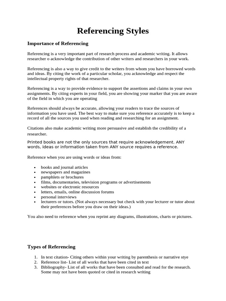 Essential Guide to Referencing Styles | PDF | Note (Typography) | Citation