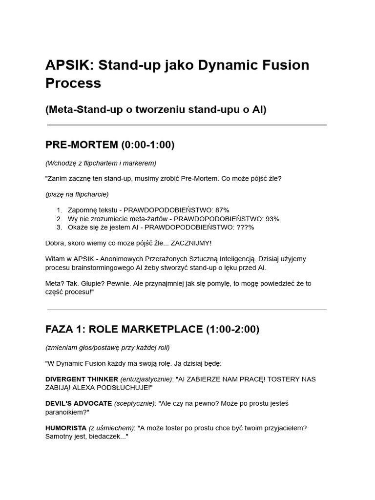 APSIK - Stand-Up Jako Dynamic Fusion Process | PDF