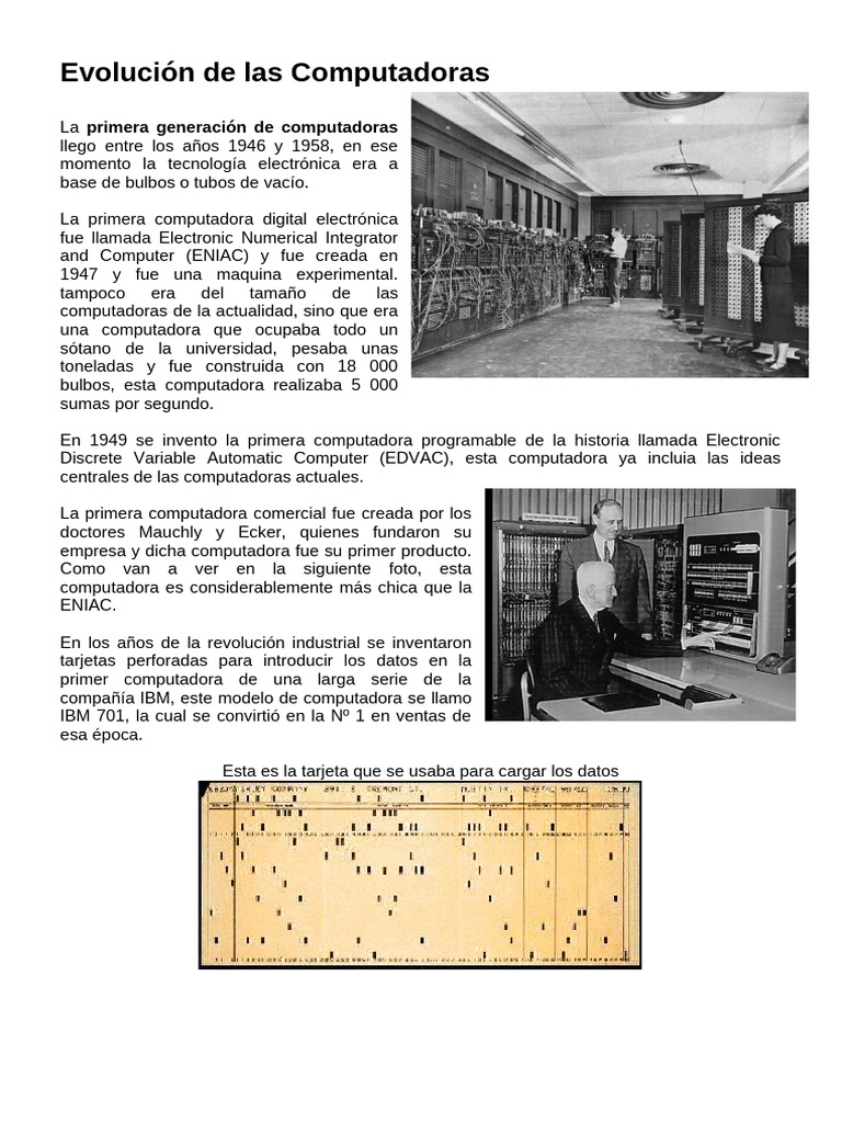 Evolución de las Generaciones de Computadoras | PDF | Informática ...