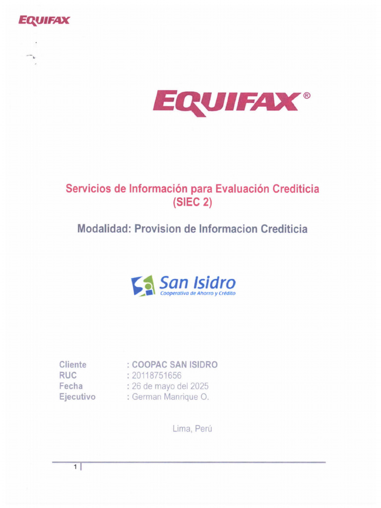 Servicios de Evaluación Crediticia Equifax | PDF
