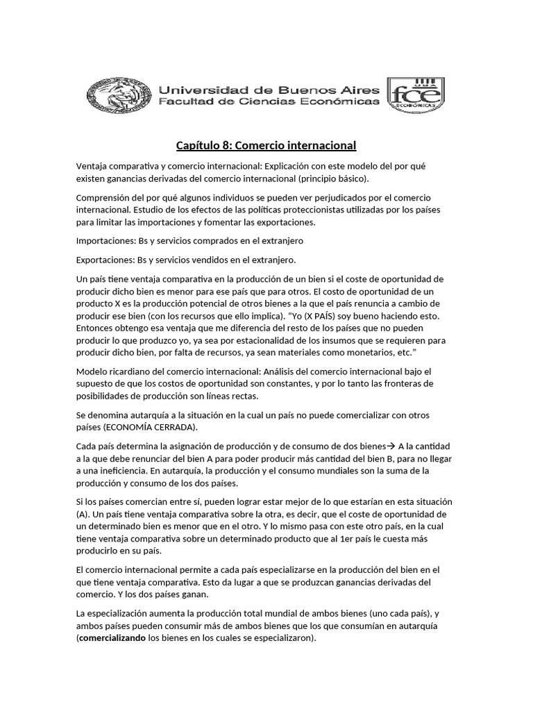 Ventaja Comparativa en Comercio Internacional | PDF | Excedente ...