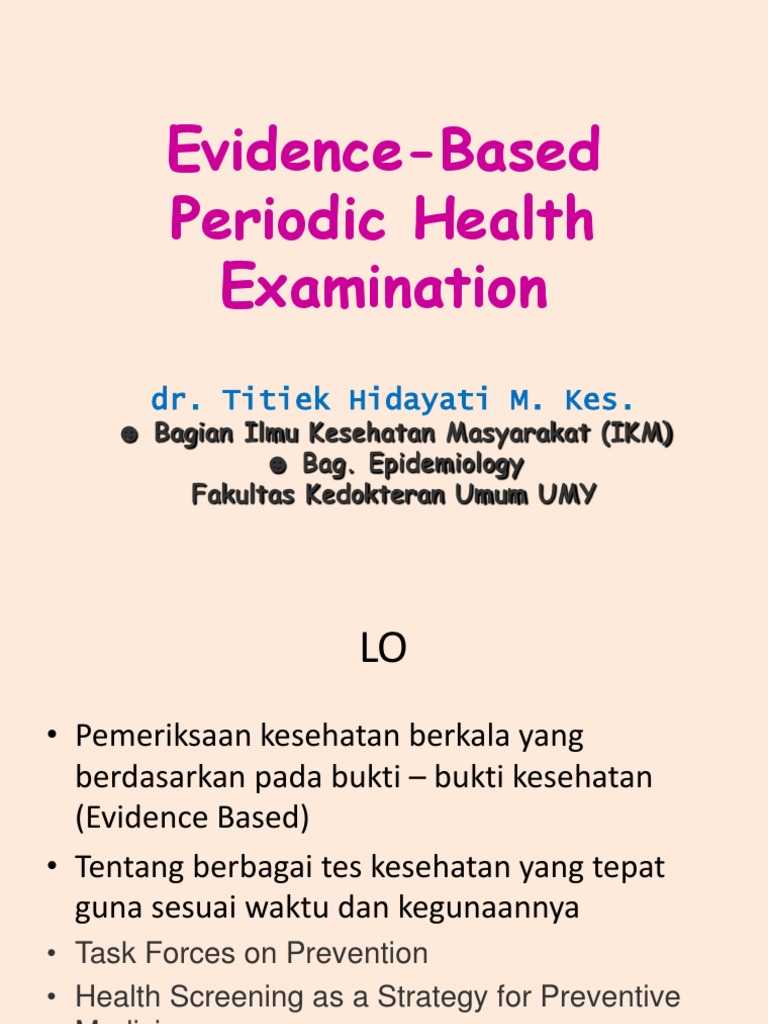 Evidence-Based Periodic Health Exam Guide | PDF | Screening (Medicine ...