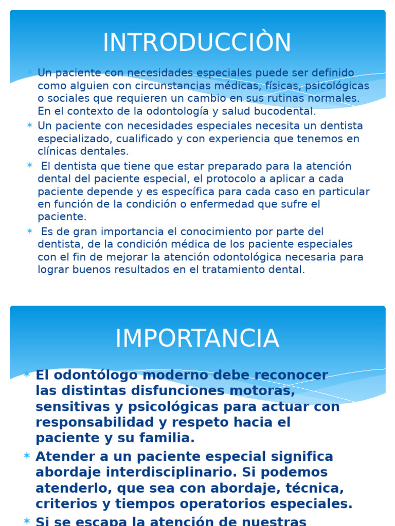 Pacientes Con Necesidades Especiales | PDF | Diabetes | Odontología