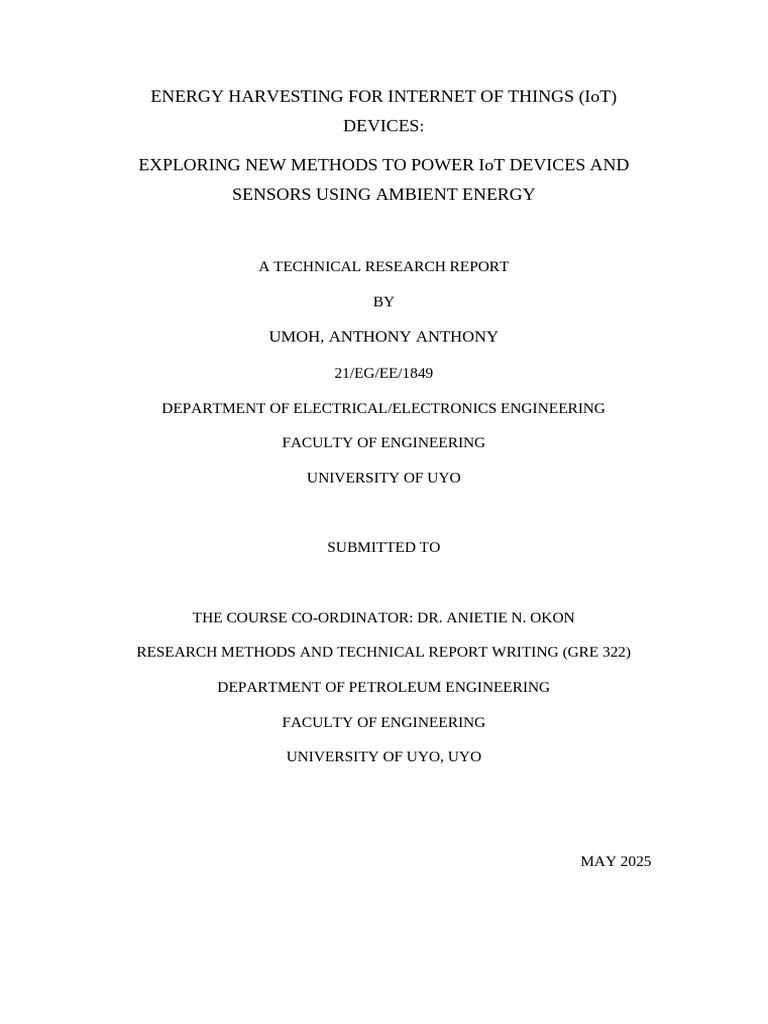 Energy Harvesting for IoT Devices | PDF | Energy Harvesting | Internet ...