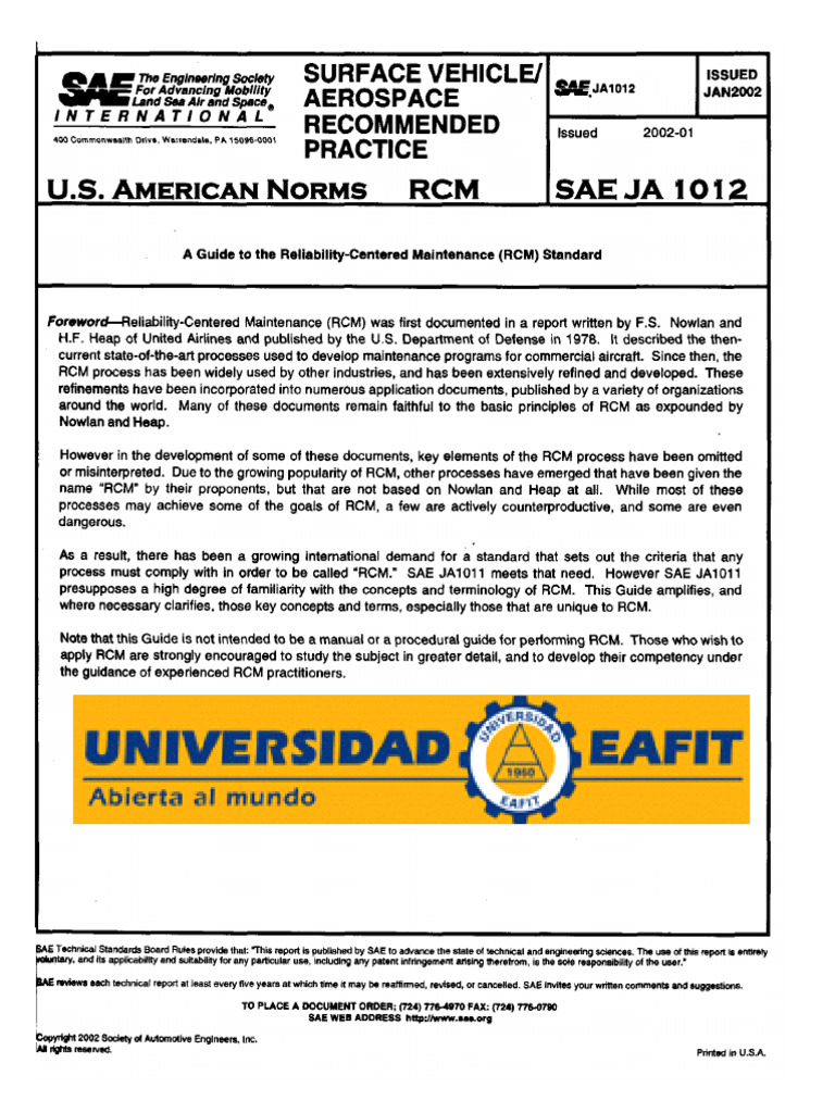 7c - Norma Sae Ja 1012 - Guía RCM Español | PDF