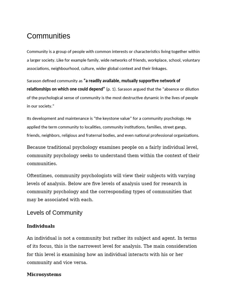 Understanding Community Dynamics | PDF | Community Mental Health ...