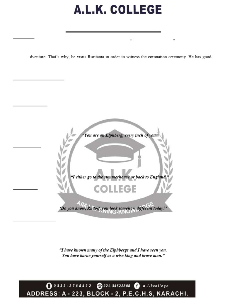 Rudolf Rassendyll-The Hero | PDF | The Prisoner Of Zenda